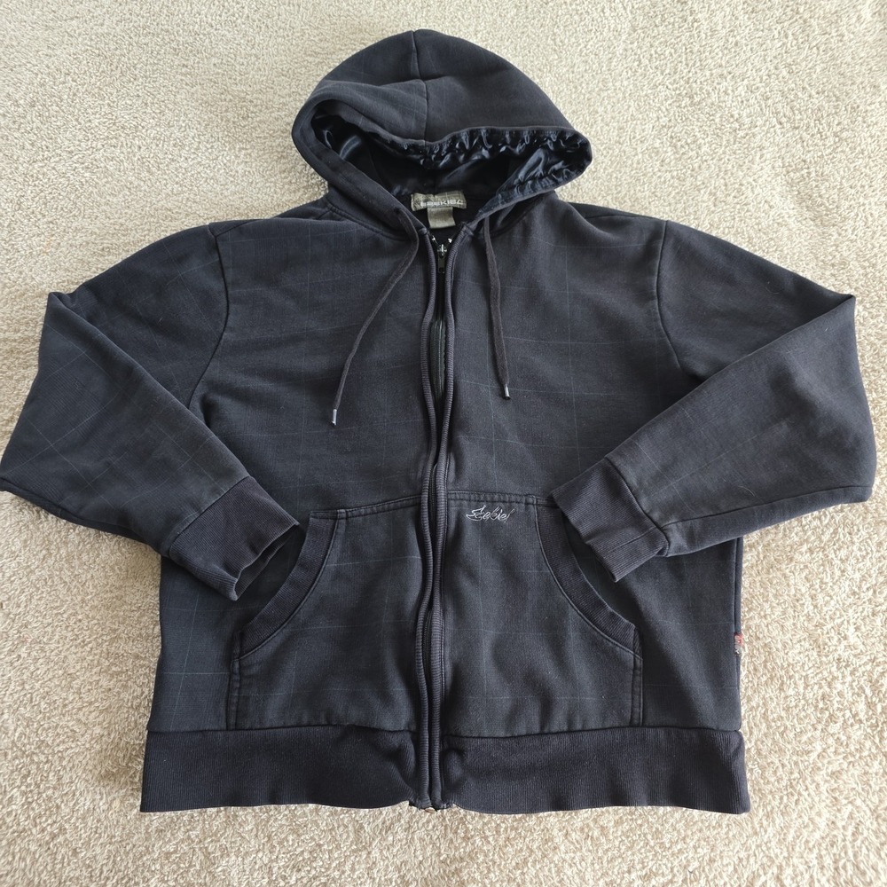 Ezekiel Men's Full-zip Hoodie Sweatshirt Windowpane Plaid Skater Y2K 90s Sz‎ L